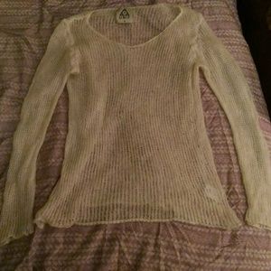 Like new White Knit Wool Unif Mesh Sweater Medium
